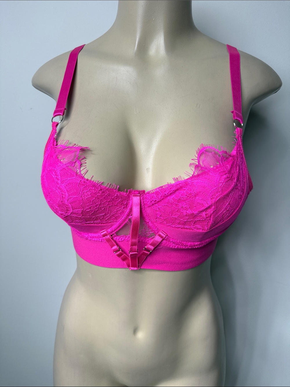 Hot Pink Lace Underwire Bralette